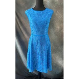Brixon Ivy Blue Lace Sleeveless Fit & Flare Cocktail Party‎ Dress